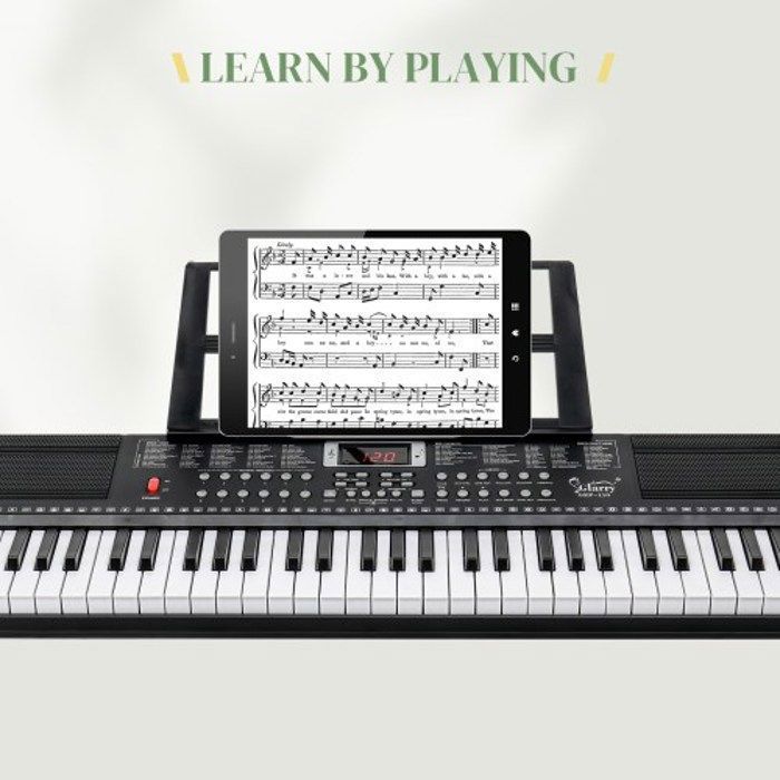 PIANO - ALIGHTUP - Teclado de 61 teclas con soporte en Z + banqueta, pantalla LED, 3 modos de enseñanza para principiantes