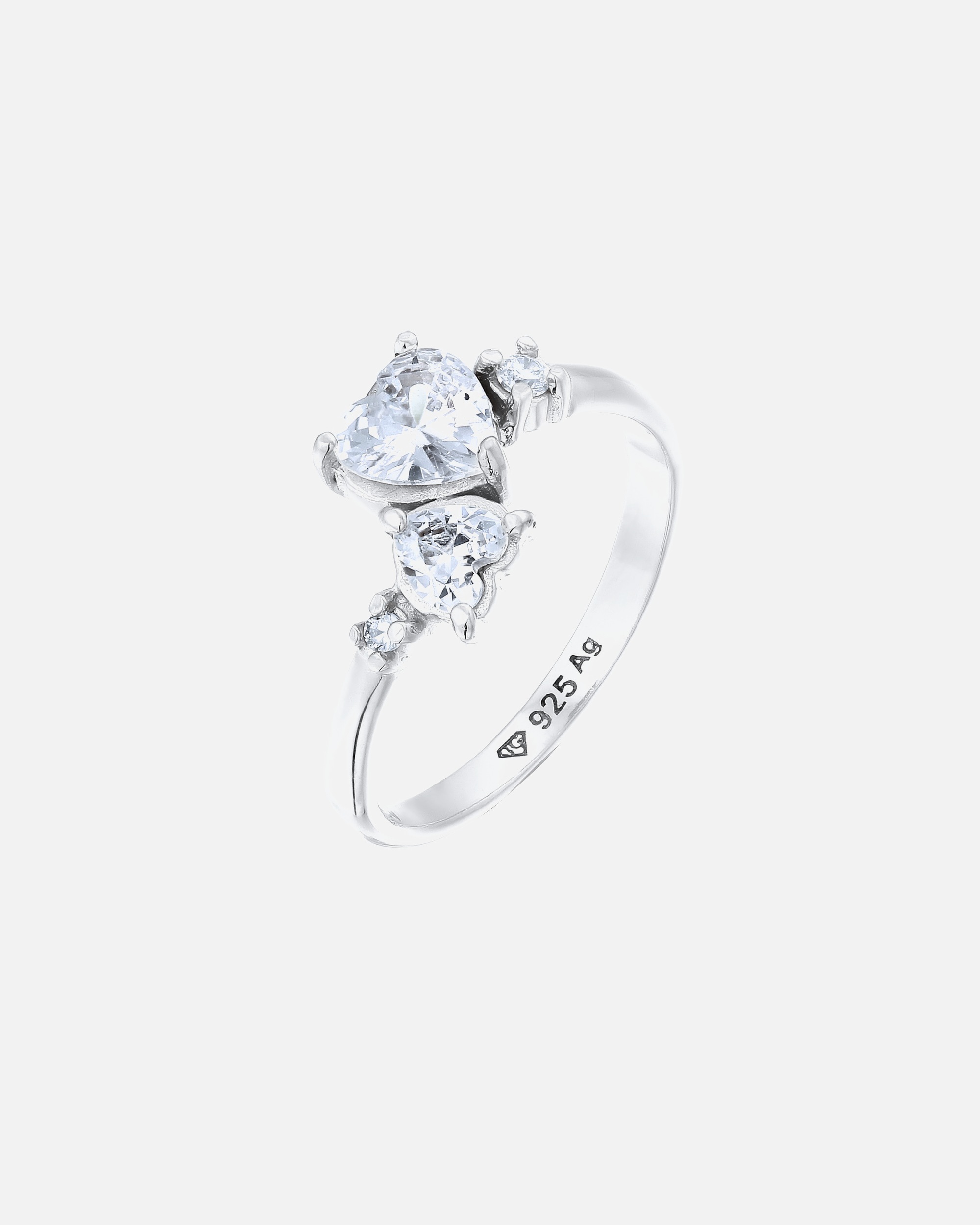 Elli Elli Bague avec Pierres Femmes Coeur Zirconia Blanc Argent Sterling 925 St Valentin