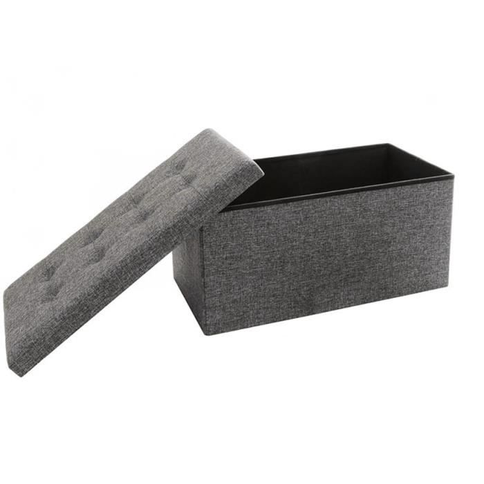 Sofá otomano iztoss com espaço de armazenamento - Cinza - 110 x 38 x 38 cm - Couro sintético - Carga máxima: 300 kg