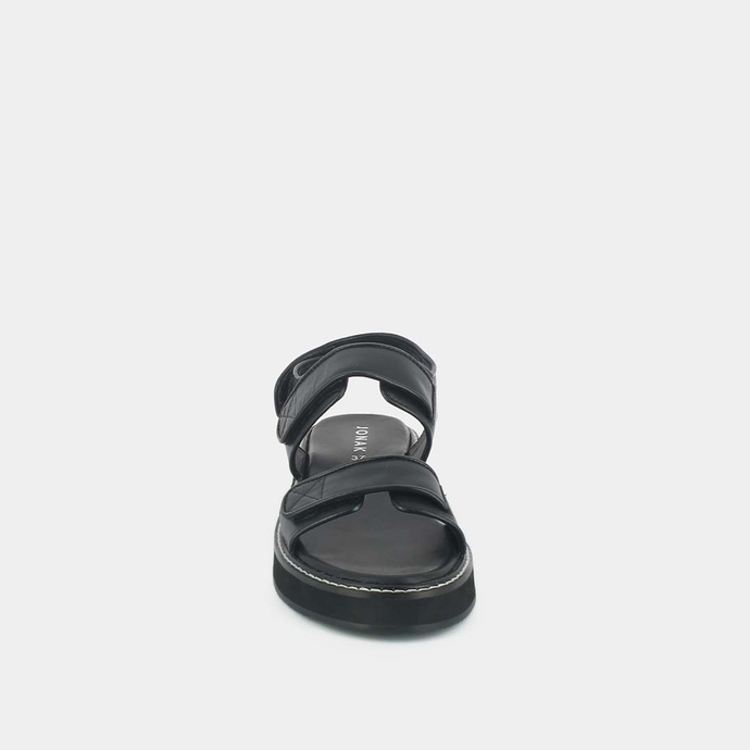 Sandales à plateformes et brides  en cuir noir