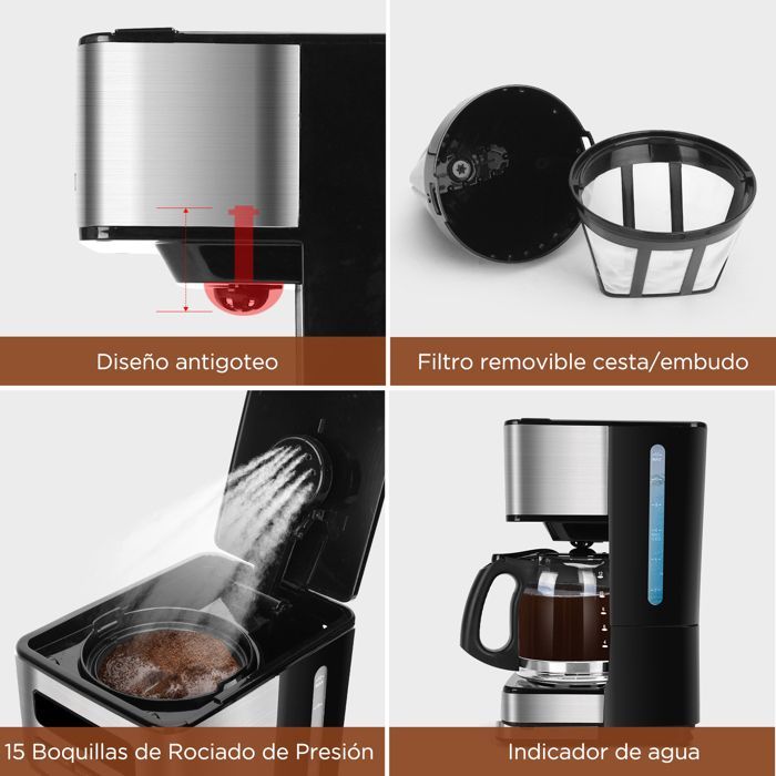 Taylor Swoden Cafetiere filtre 1.8L (12-15 Tasses) - Programmable 24H, 3 Niveaux Concentration + Café Glacé, Maintien au chaud