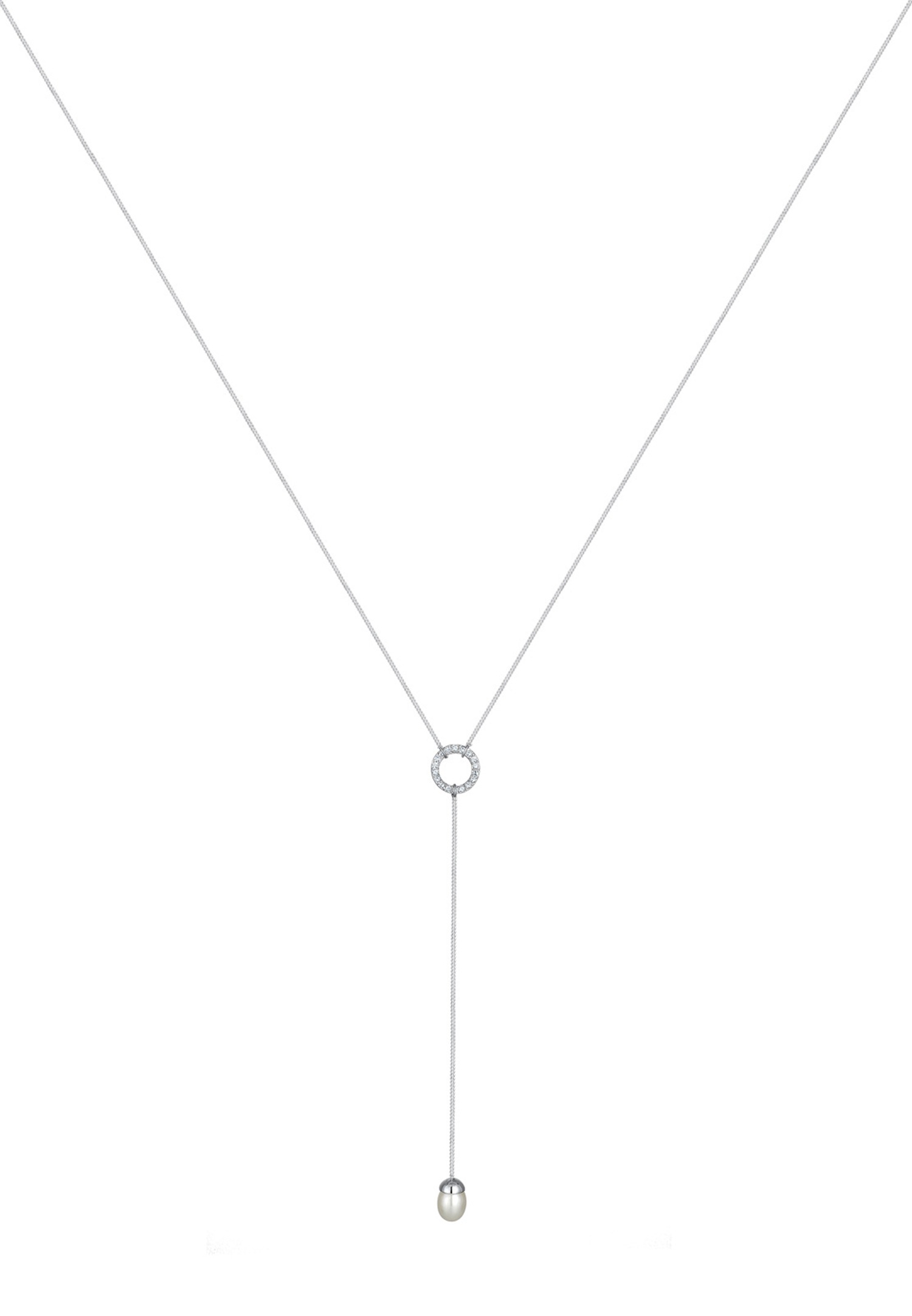 Elli Femmes Collier en Y avec cristaux et perle de culture d'eau douce en argent sterling 925