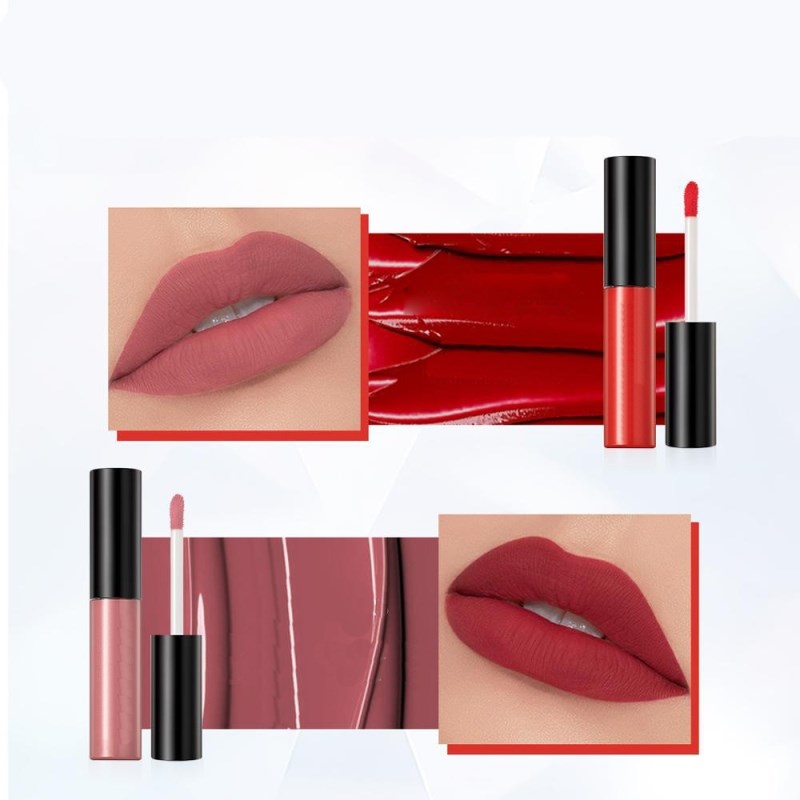 Batom Líquido Maquiagem Labial Gloss Labial Nude Aveludado 34 Cores Batom Matte Batom de Longa Duração Cosméticos Gloss Labial