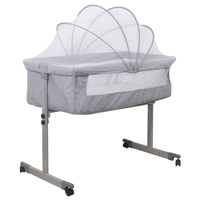 Berceau CODODO Bébé Lit Lit Parapluie Bébé, Berceaux Gris 96*57*77cm