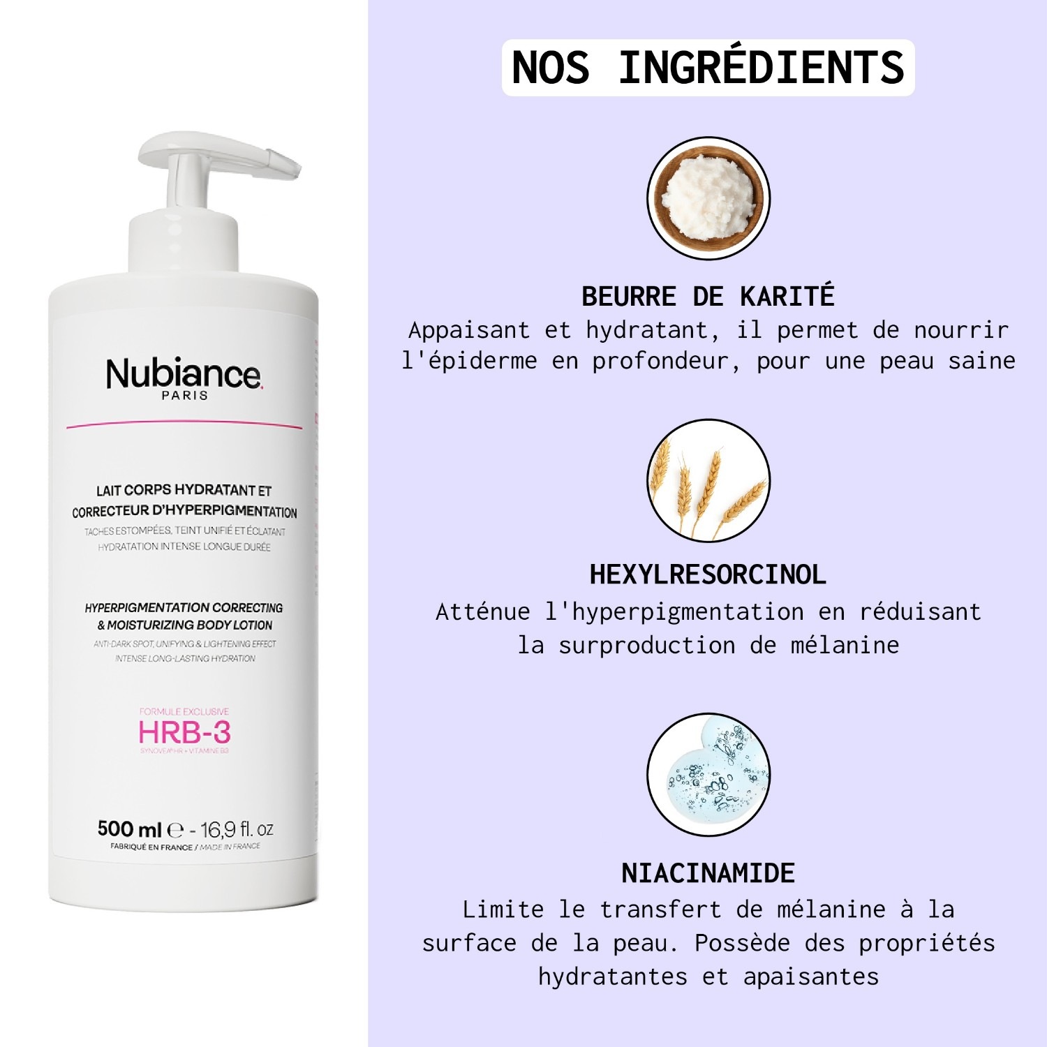 Nubiance Lait Corps Anti-taches HRB-3