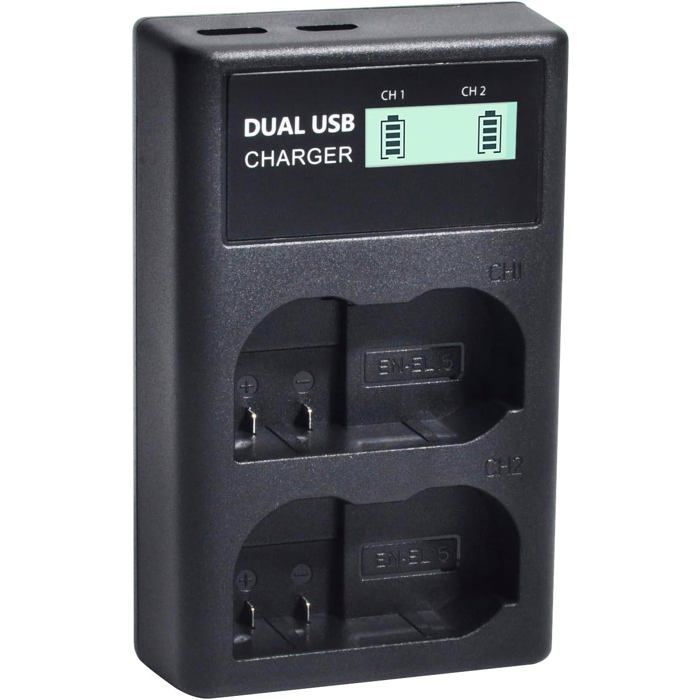 2pcs QUMOX Batterie EN-EL15 et Chargeur Double USB Compatible avec Z6 Z7 D500 D600 D610 D800 D850 D800E D750 D7000 D7100 D7200