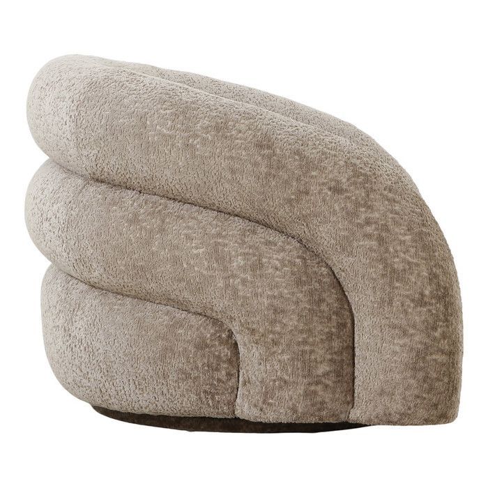 BUBBLE - Sillón giratorio en tela de terciopelo texturizado color beige