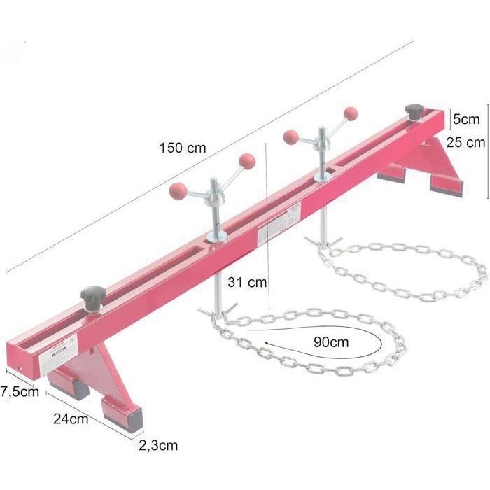 Puente del motor Arebos, barra de soporte del motor, viga transversal de elevación, viga de soporte, viga transversal de soporte del motor, 500 kg