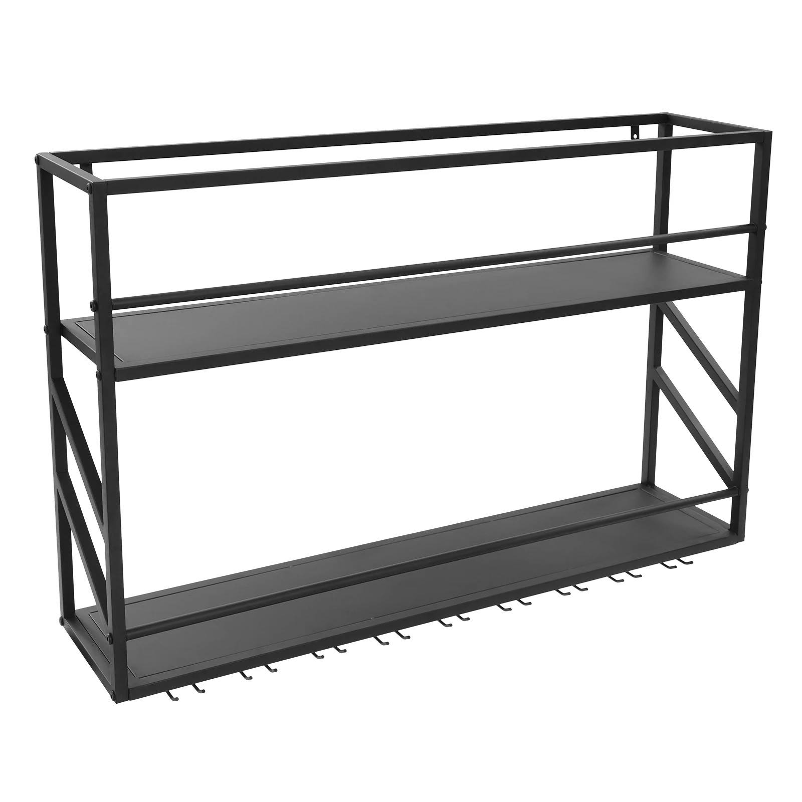 Portabottiglie a doppio strato da parete, portabottiglie in metallo per conservare ed esporre il vino in bar domestici e ristoranti.（100*20*62 cm)