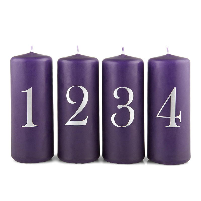 Vie Home Adventskerzen, 4er-Pack, 12 cm, 1-4, lila Petroleum