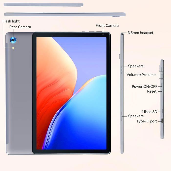 Tablette tactile - KOTSREN - 10.1'' - Android 15 - 24 Go RAM - 128 Go ROM