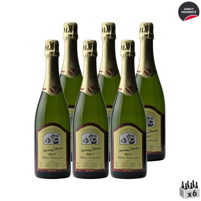 Crémant d'Alsace Méthode Traditionnelle Brut White - Caja de 6 x 75cl - Domaine Schirmer - Vino espumoso AOC Blanco de Alsacia