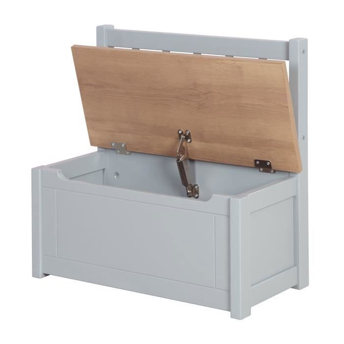 ROBA Banc Coffre à Jouets Woody pour Enfant - Meuble de Rangement en Bois 2 en 1 - Fermeture Douce - Taupe / Aspect Bois