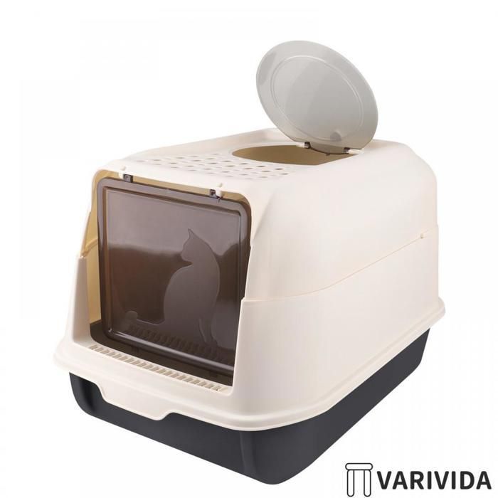 Arenero para gatos VARIVIDA X1, cerrado, apertura superior (negro)