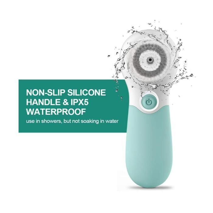Brosse nettoyante pour le visage, brosse de massage exfoliante électrique avec 3 têtes nettoyantes et 2 vitesses (Blanche)