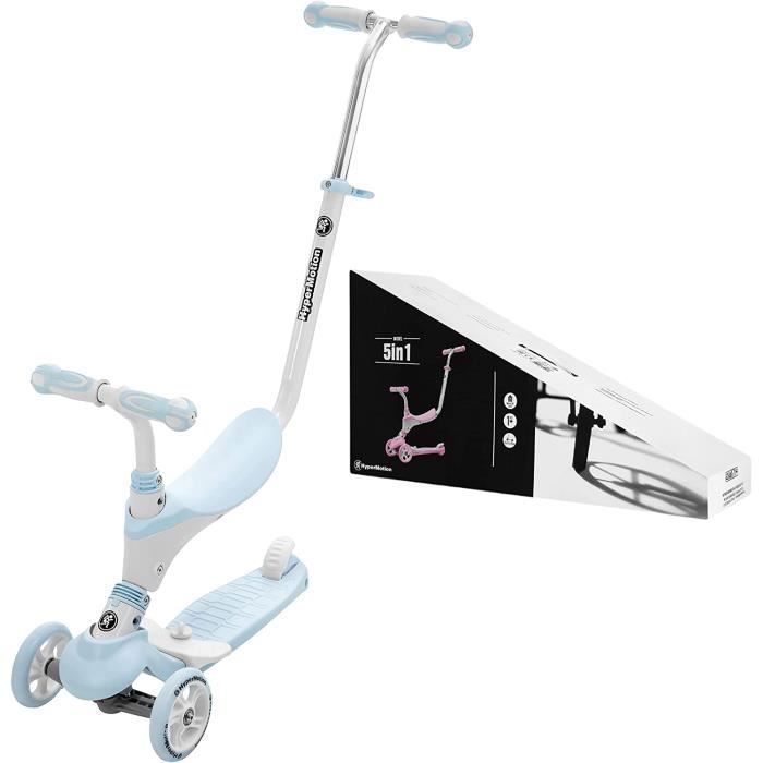Monopattino/bicicletta senza pedali convertibile 5 in 1 HyperMotion per bambini fino a 50 kg - Maniglione, poggiapiedi, sedile e manubrio regolabili - Certificato CE, blu