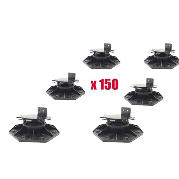 BOX OF 150 ADJUSTABLE PEDESTALS 30 TO 60 MM FOR WOOD AND COMPOSITE DECKING - L: 57 cm - W: 57 cm - Black