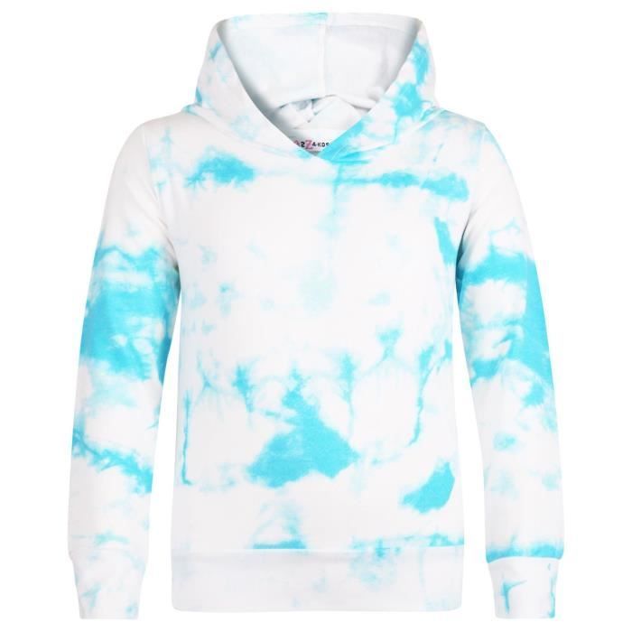 Conjunto deportivo con capucha y estampado tie-dye para niñas, color azul - Edades 5-13
