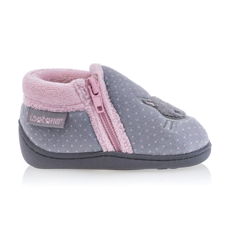Pantufas cinza para bebê menina