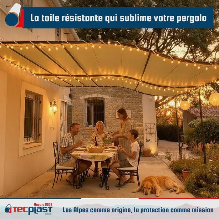 TECPLAST Dark Beige Pergola Canopy 3x6 m LP506PR - 5-Year Warranty - Waterproof PVC Pergola or Gazebo Cover for Patio