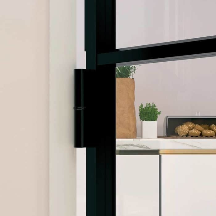 vidaXL Porte d'intérieur Noir 76x201,5 cm Trempé verre aluminium fin 153662
