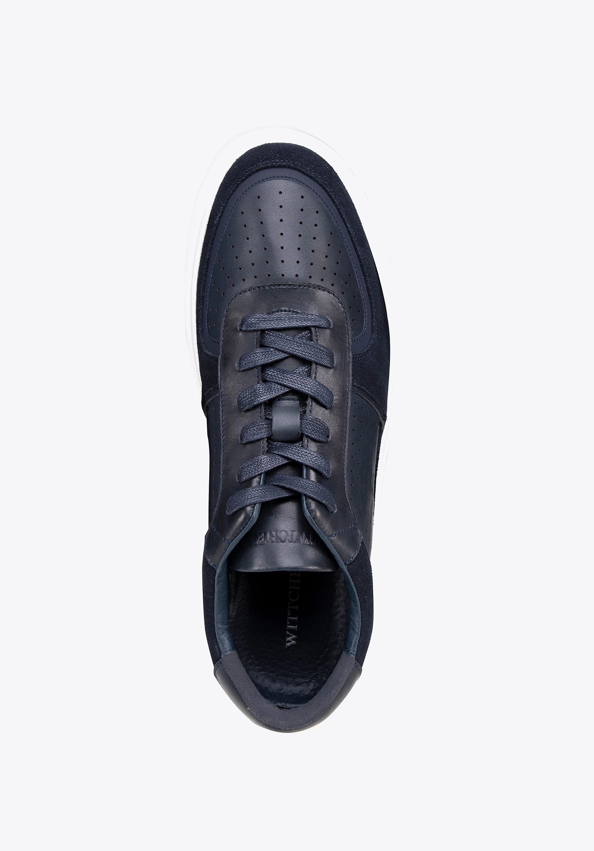 Męskie sneakersy ze skóry granatowe