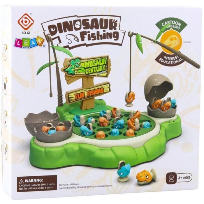 Borne arcade Leantoys Jeu d'arcade de pêche aux dinosaures avec cannes magnétiques et sons