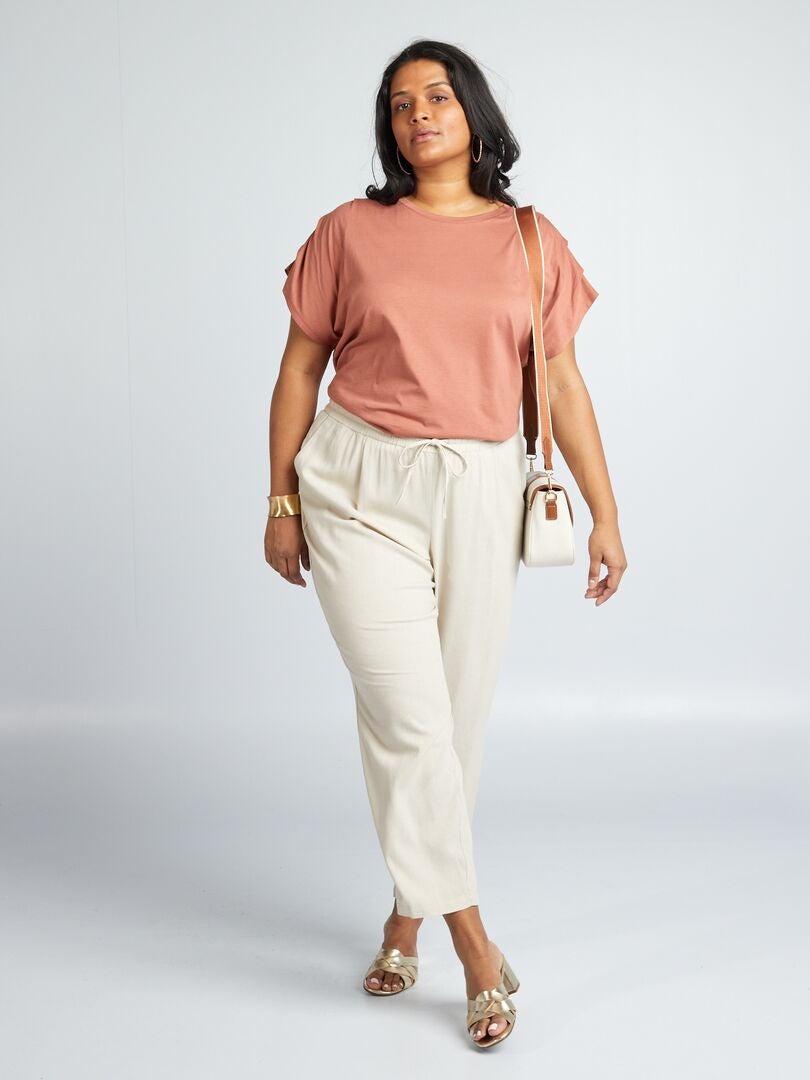 Effen T-shirt met korte mouwen - ROZE