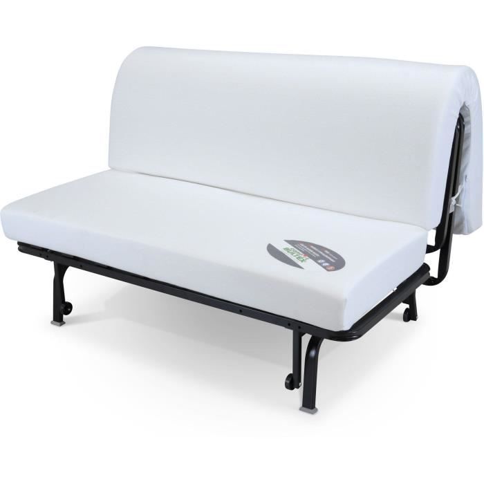 Divano letto BZ - 2 posti - Tessuto antracite - 143 x 106 x 92 cm - Materasso BULTEX - BECCI