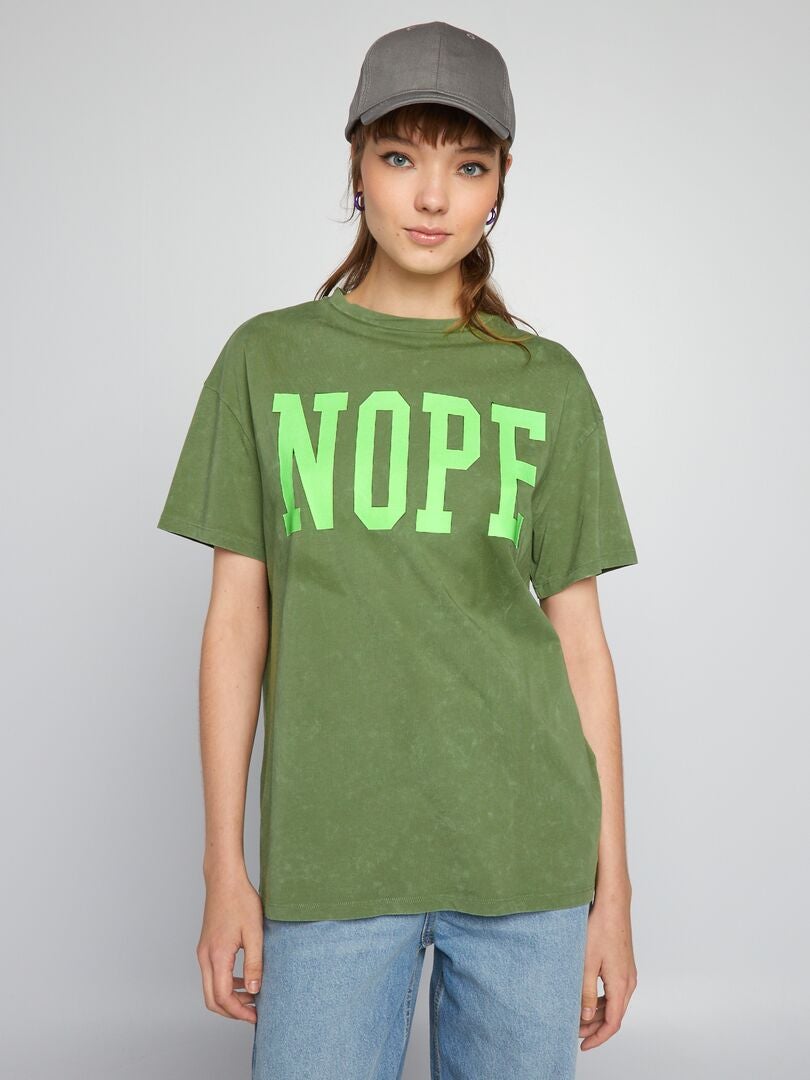 Camiseta de punto con efecto desgastado - CAQUI