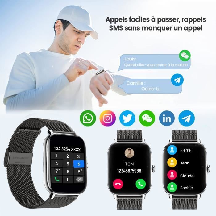 Montre connectée CHRONUS unisexe étanche - tracker d'activité (cardio, tension, sommeil, podomètre, calories) pour Android/iOS