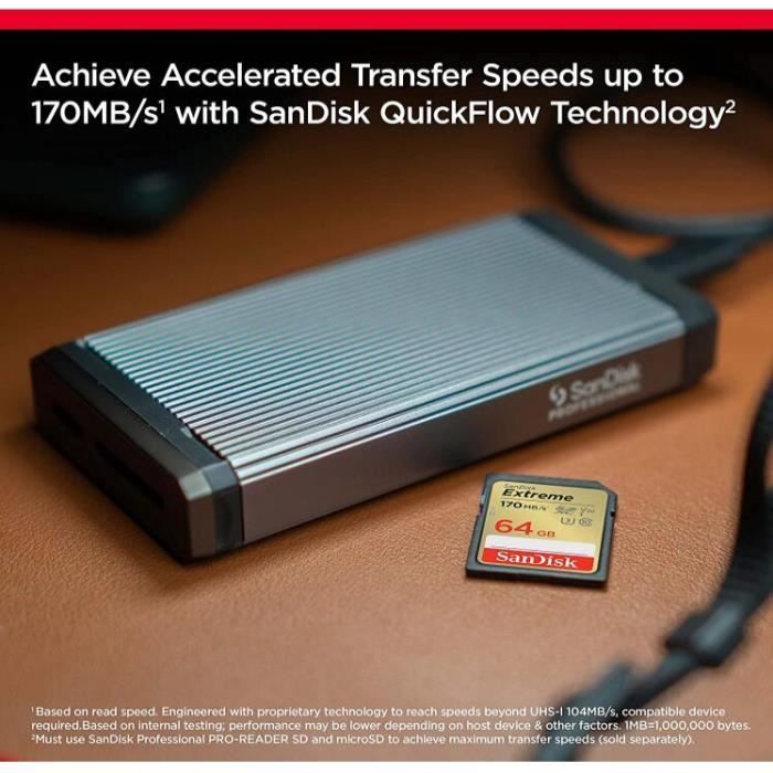 Tarjeta SDXC - SanDisk - Extreme - 64 GB - 170 MB/s - UHS-I Clase 10 U3