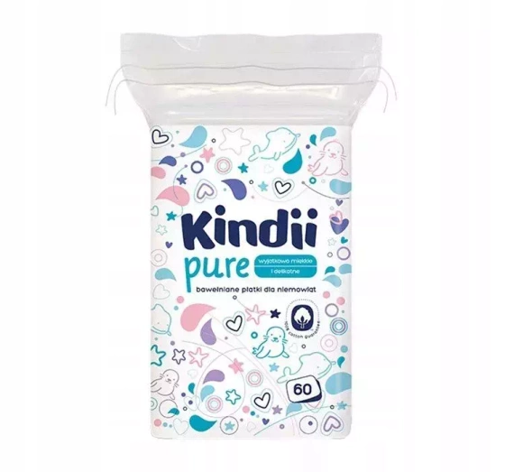 Cleanic Kindii Pure bawełniane płatki dla niemowląt 60 sztuk