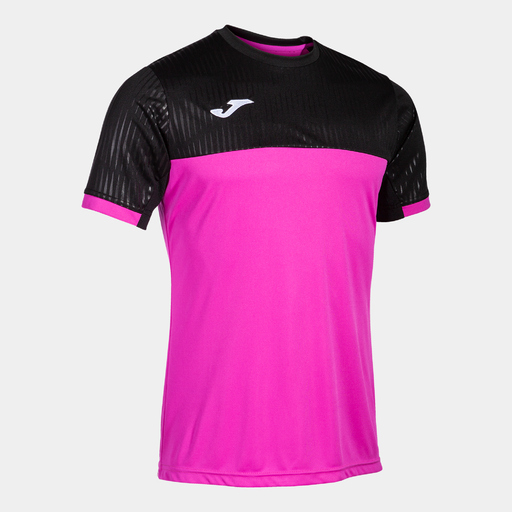  Joma Montreal Pink Fluor Black trumpomis rankovėmis marškinėliai