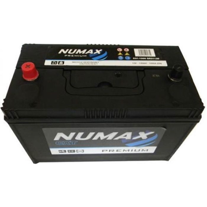Batería de arranque Numax Premium Trucks GR31 C31-1000 de 12 V y 120 Ah / 1000 A para vehículos pesados y agrícolas.