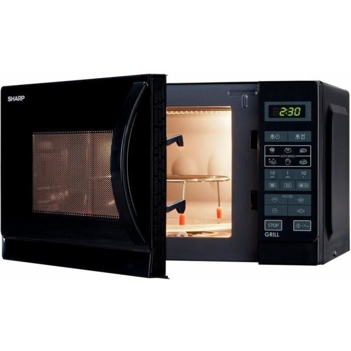 SHARP R-742BKW - Grill-Mikrowelle - Schwarz - 25 l - 900 W - Grill 1000 W - Freistehend