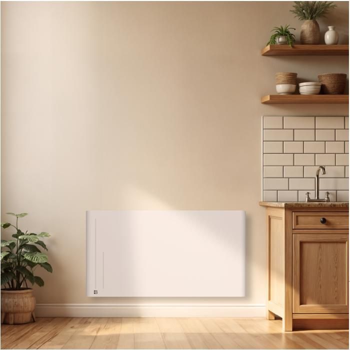 Fixed ceramic dry inertia electric radiator - BESTHERM - ALBA 2000W - horizontal white