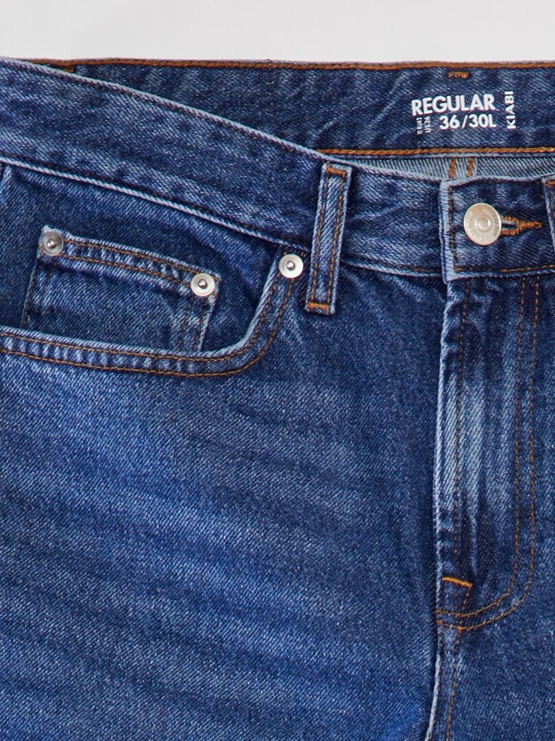 Calça jeans reta com 5 bolsos - L30 - AZUL