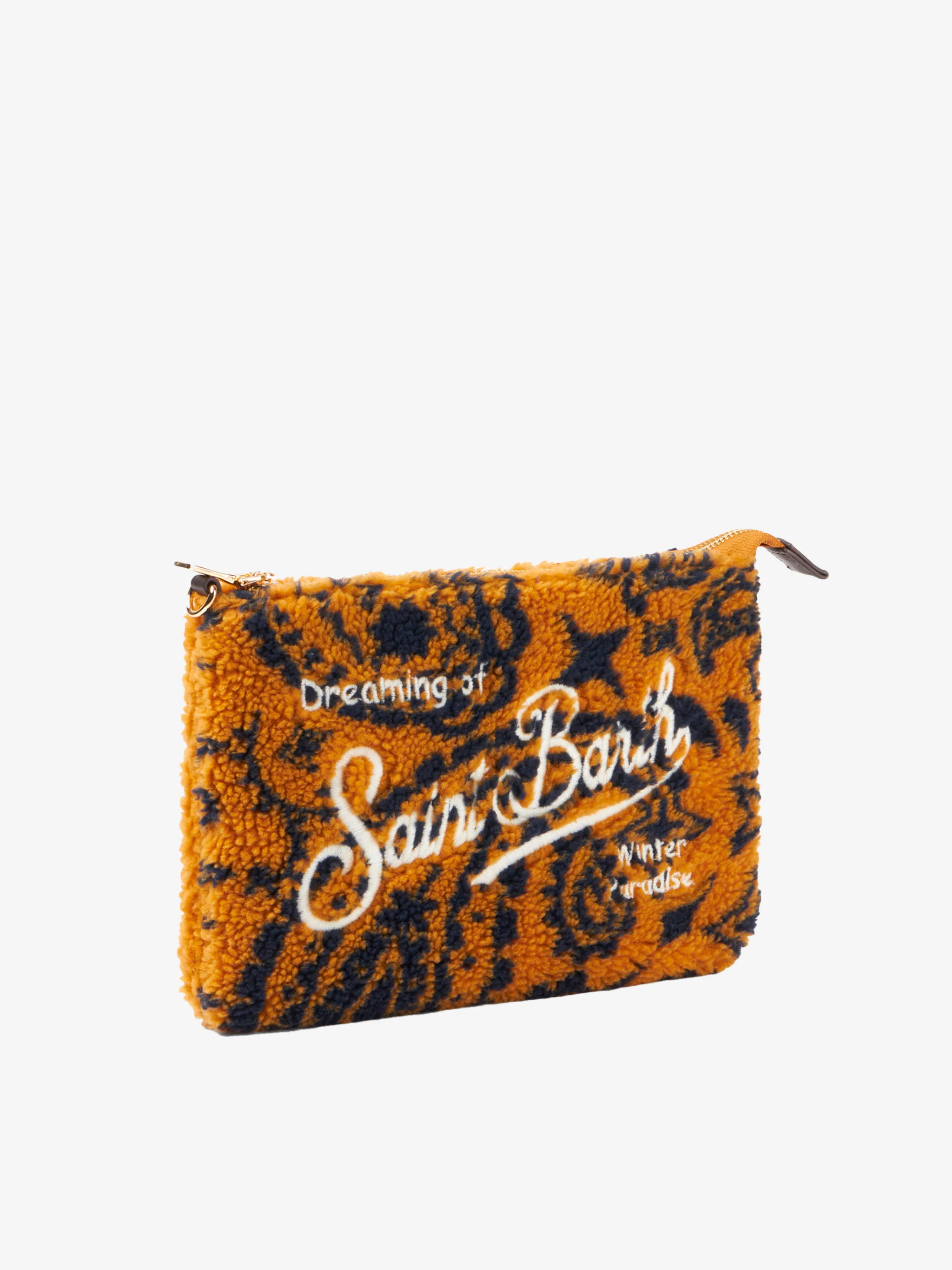 Pochette parisienne en laine avec bandoulière et bandana ocre