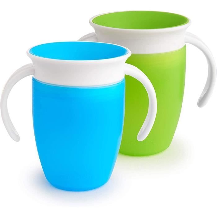 360° trainingsbeker, babytrainingsbeker, leerbeker voor baby's, drinkbeker met zachte tuit en anti-morsfunctie, 2 stuks