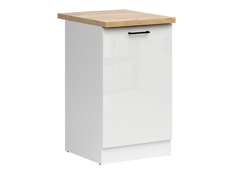 Szafka kuchenna dolna Junona Line  50 cm prawa kredowy połysk z blatem