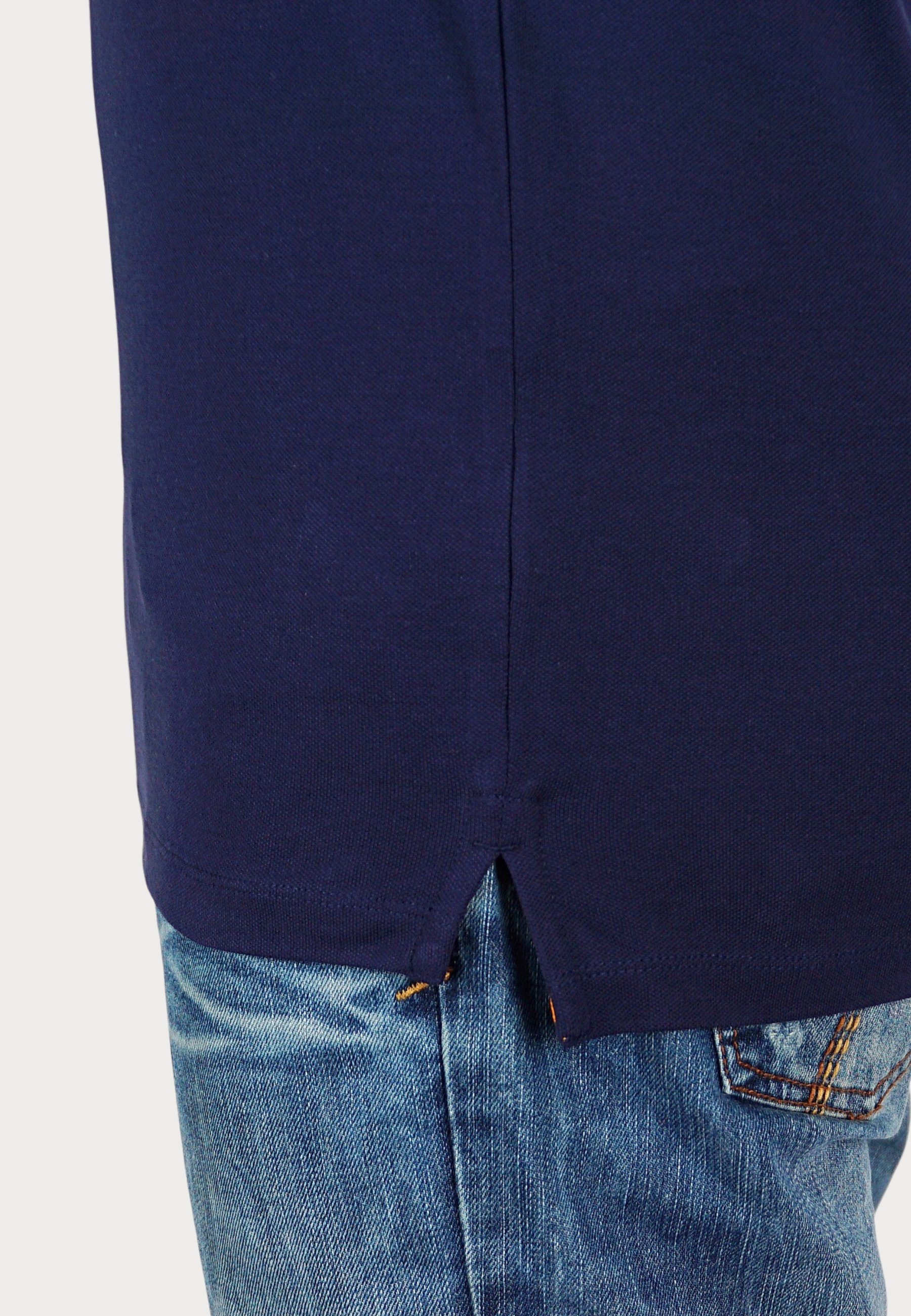 JAV Polo asociacijos trumpomis rankovėmis spalvingi motociklininkų polo marškinėliai - tamsiai mėlyni