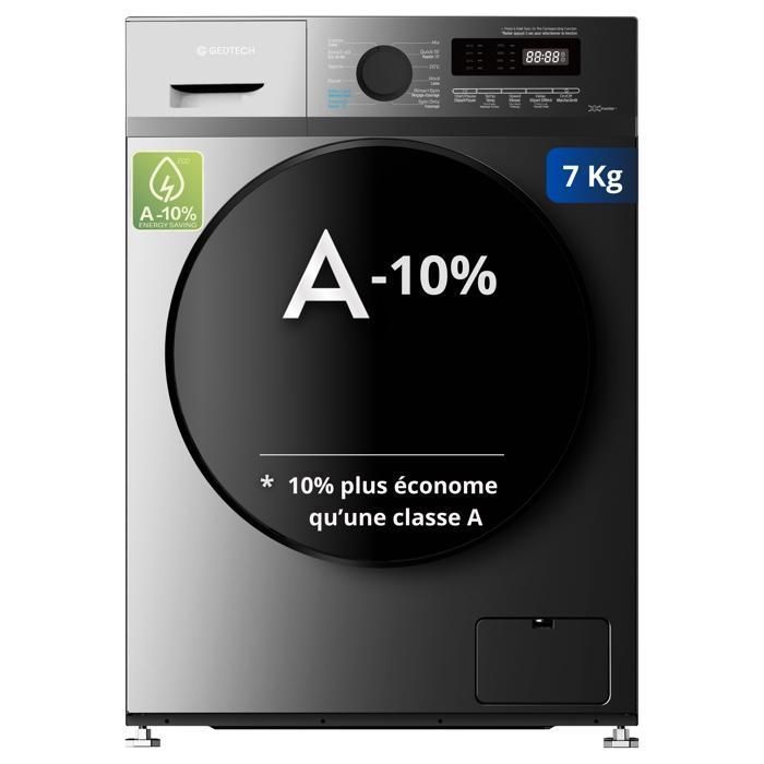 Lavadora de carga frontal GEDTECH GLL71200BL - 7 kg - 1200 rpm - 16 programas - Eco - Intensivo - Rápido - Muy bajo consumo
