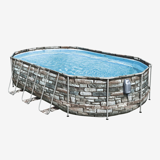 Piscine hors-sol tubulaire ovale en pierre Bestway Power Steel 610 x 366 x 122 cm + échelle