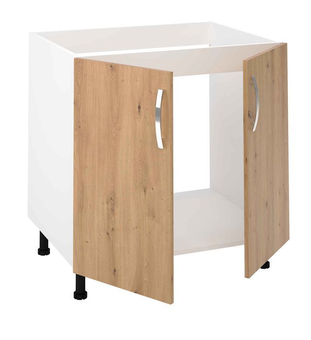 Armário de cozinha para pia com 2 portas, acabamento em Carvalho Albar - Altura 85 x Comprimento 80 x Profundidade 58 cm