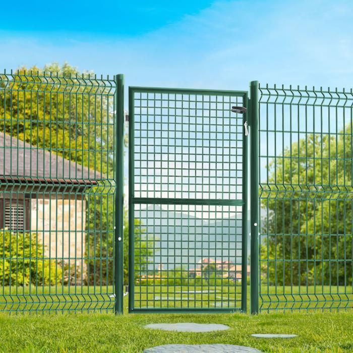 IDMARKET Garden gate 105 x 150 cm in green steel with lock and handle
