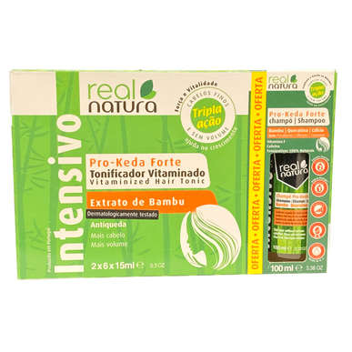 Real Natura Hiustenlähtöä ehkäisevä pakkaus Pro Keda Forte 12 x 15 ml 12 x 15 ml