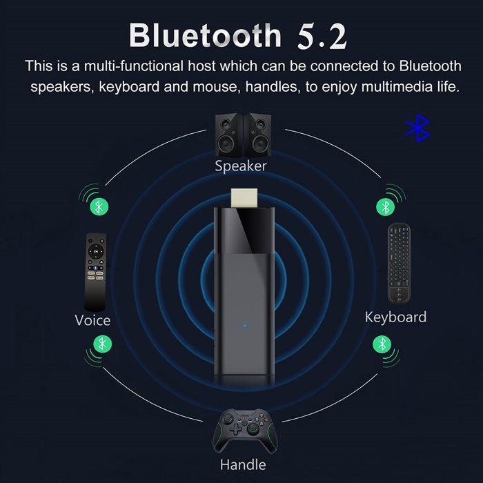 Q6 H313 TV Stick Dual-Band 2G + 8G Android 10 WiFi Multimedia TV Stick con telecomando vocale