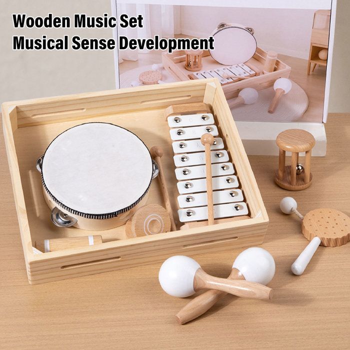 SALALIS Strumento musicale per bambini, strumento musicale in legno per bambini, set di percussioni giocattolo, giochi da tavolo