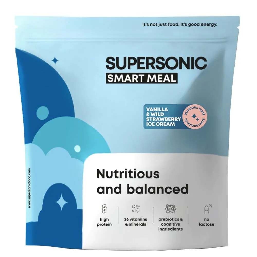 Supersonic Smart - Pełnowartościowy Posiłek o sm. lodów waniliowych z dziką truskawką 1,3 kg